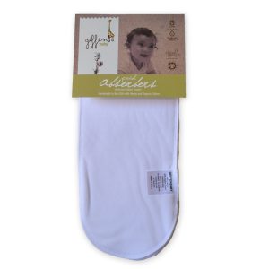 Geffen baby cloth diaper absorbers with white trim and package on the top